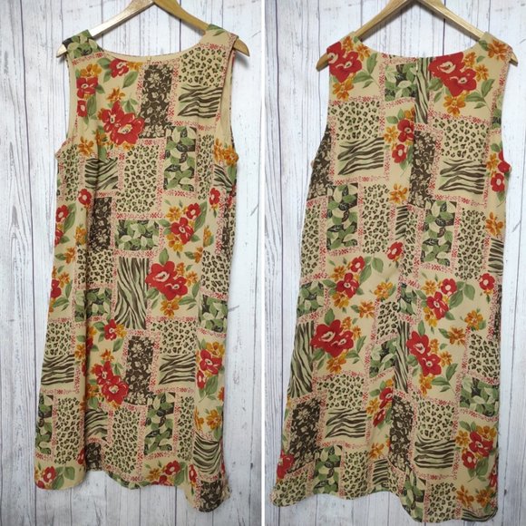 Virgo Dresses & Skirts - Virgo Animal Print Tropical Sleeveless Shift Dress